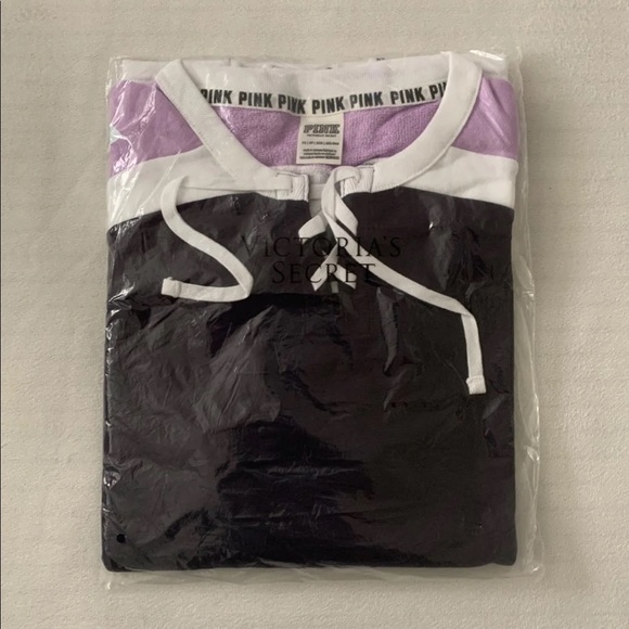 (NWT) Victoria’s Secret PINK Lace-UP Varsity Graphic Crew Plum/Purple Petal, XS - Picture 8 of 8